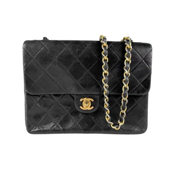 Auth CHANEL Matelasse Chain Crossbody Shoulder Bag Black/Gold Leather - Picture 1 of 14
